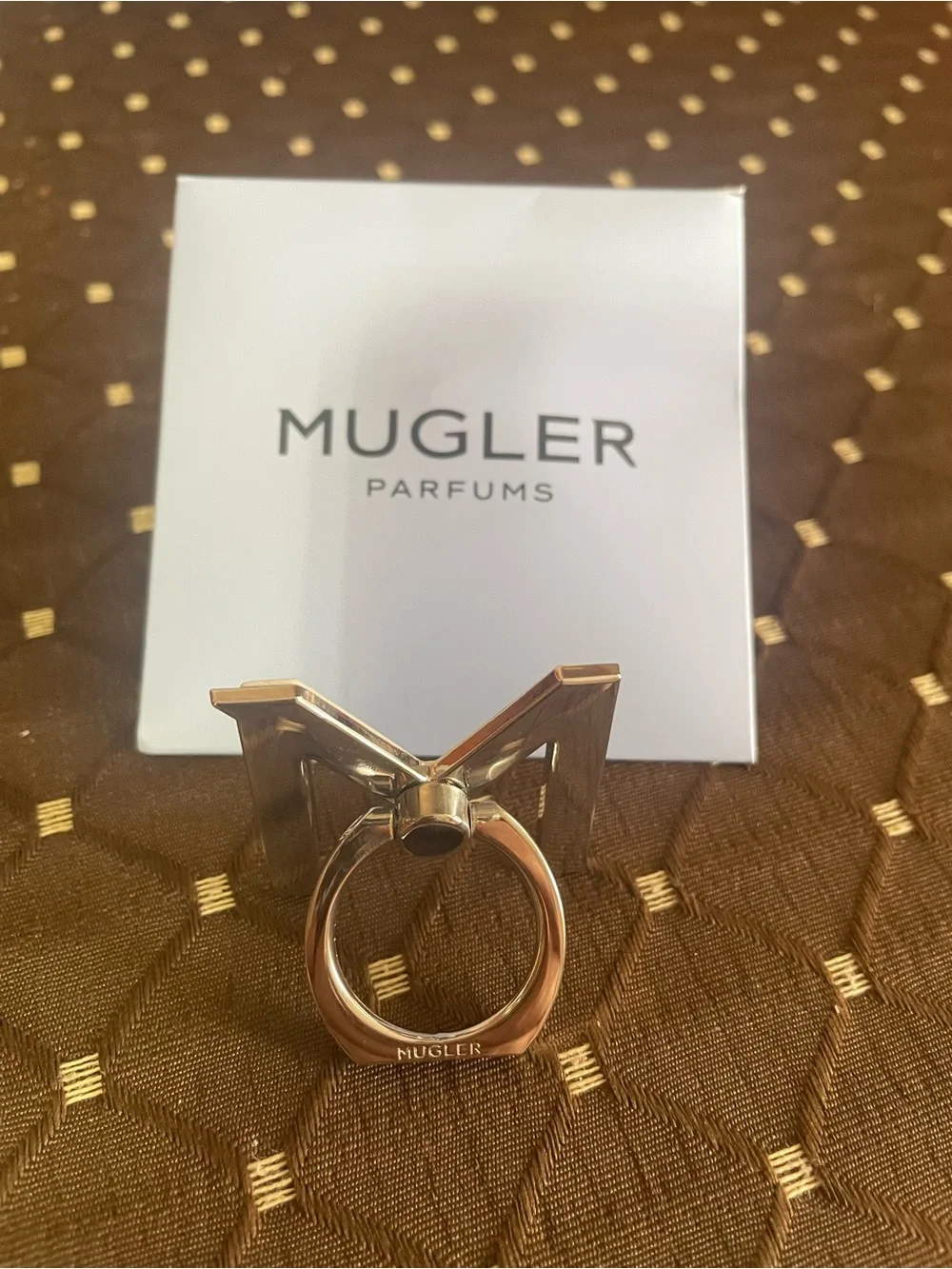 Mugler Gold M Logo Ring Phone Grip